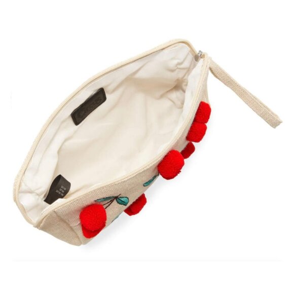 NWT CIRCUS BY SAM EDELMAN Pippa Jute Clutch Bag with Embroidered Pompom Cherries - Picture 3 of 7